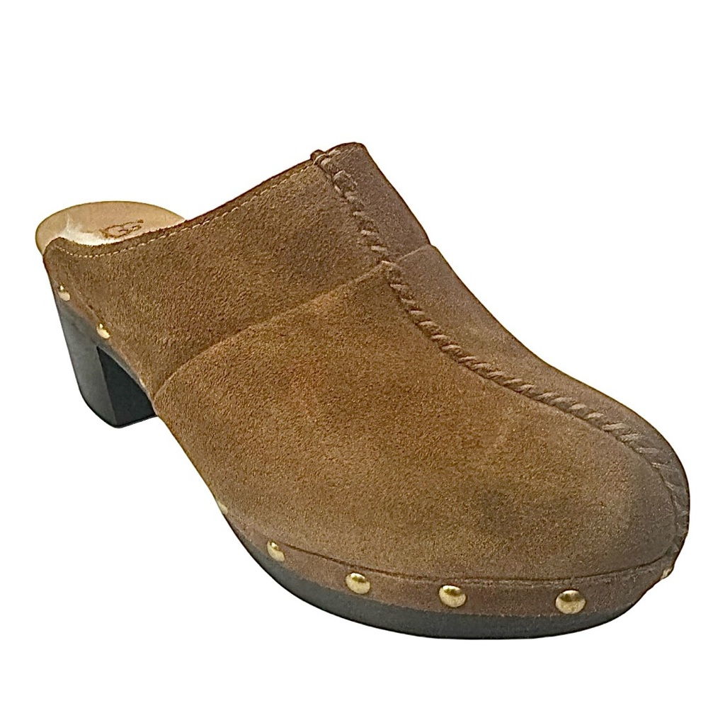 UGG Kassi Clogs Women’s Size 9 Chestnut Brown Suede Shearling Lined Slip On - Picture 2 of 8